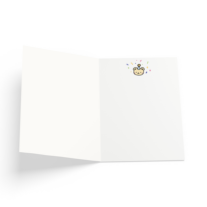 BALLOON BEAR BIRTHDAY GREETING CARD + ENVELOPE + STICKERS SET