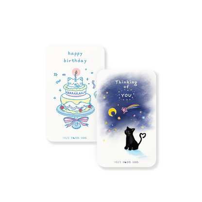 Image shows 2 mini greeting cards: Happy Birthday and Thinking Of You 
